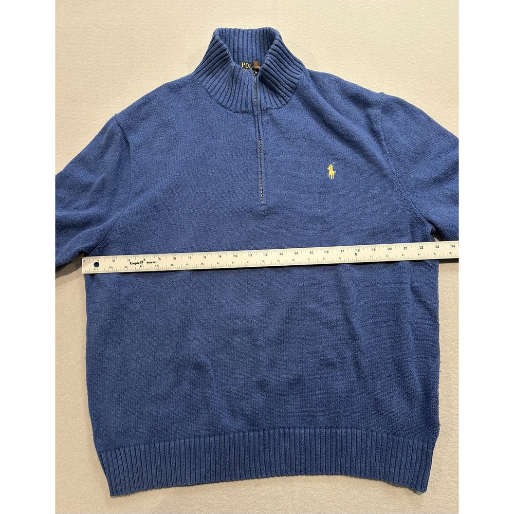 Polo Ralph Lauren Mens XXL Blue 1/4 Zip Sweater Cotton Pony Logo Pullover - Picture 8 of 13